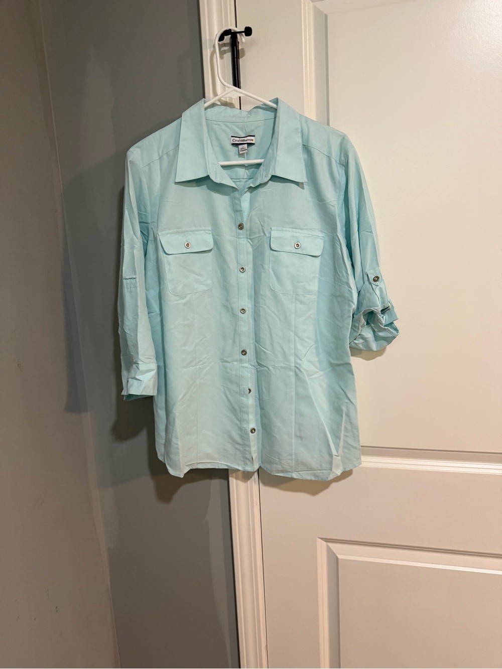 croft & barrow Mint Blue Button-Front Utility Shirt